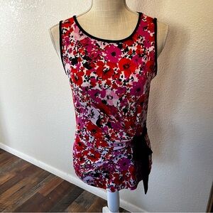 Mandy Evan’s - Floral Sleeveless Top - Red, Pink & Black